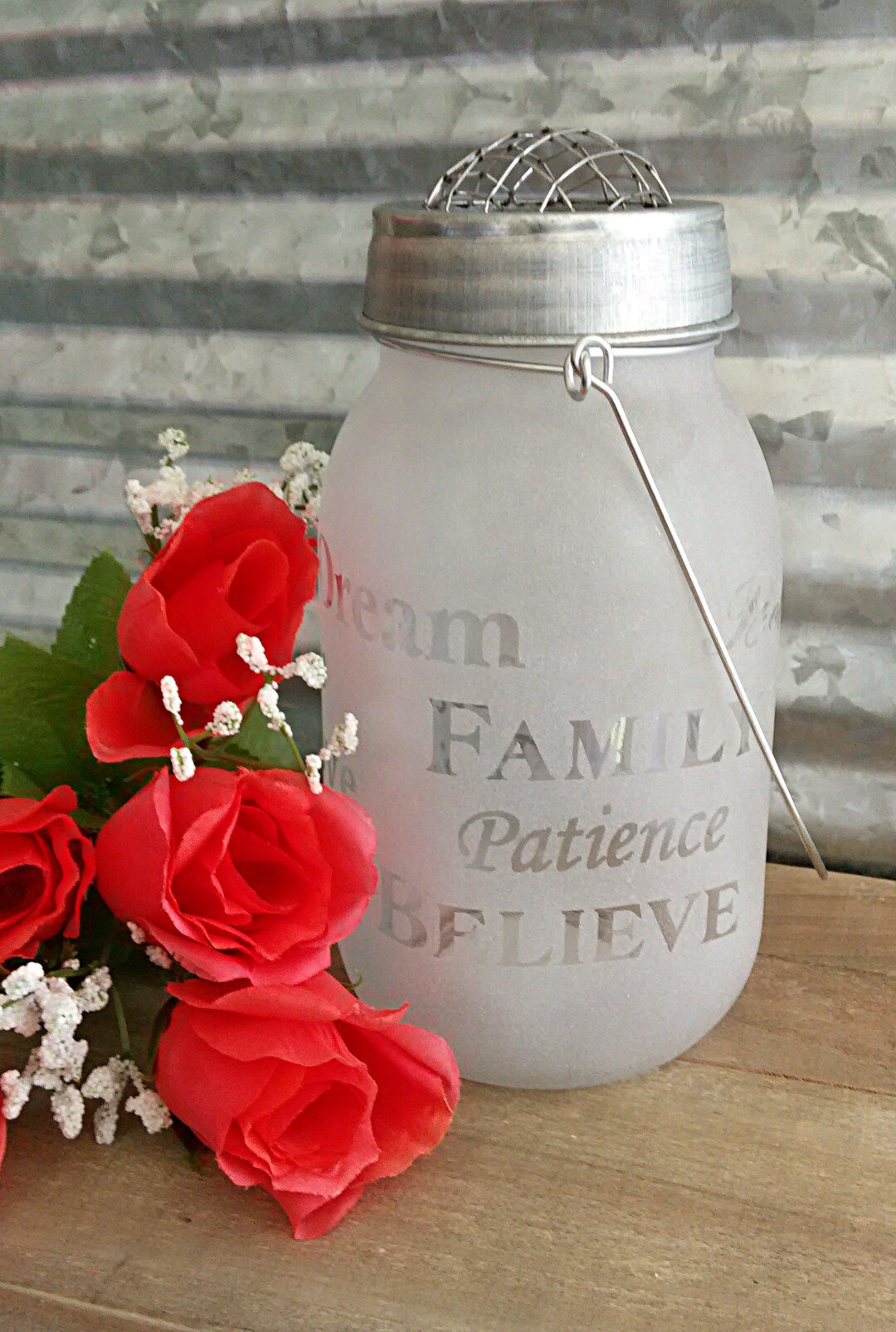 Lovely Frosted and Etched Glass Mason Jar With Frog Lid for Etsy