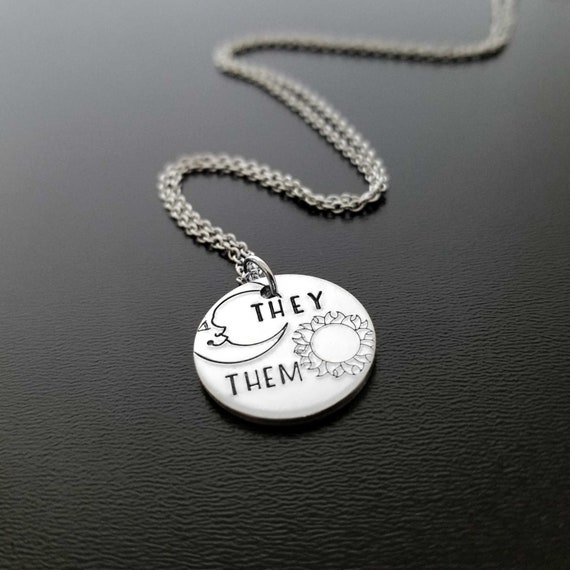 Amazon.com: They Them Gender Pronouns Engraved Bar Chain Necklace:  Clothing, Shoes & Jewelry