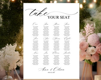 Minimalist Wedding Seating Chart Template: Elegant Printable Sign (Digital Download)