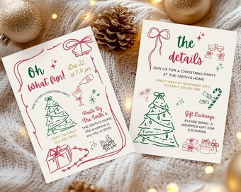 Oh What Fun Holiday Party Invitation Card | Instant Download Christmas Invitation : Editable Template Canva