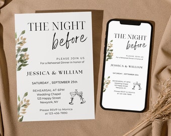 Elegant Rehearsal Dinner Invitation: Editable Evite Template (Digital Download)