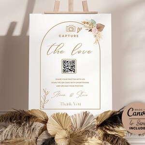 Erfassen Sie die Liebe QR-Code, Hochzeit Schild Vorlage, Hochzeit QR-Code Zeichen, Hochzeit Foto Zeichen druckbare, Teilen die Liebe, Sofort-Download, Canva