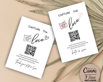 2 bundel Leg de liefde QR-code vast, trouwfotoborden, deel de liefde, bruiloft QR-codeborden afdrukbaar, direct downloaden, Canva-sjabloon