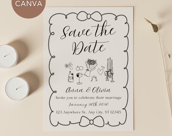 Plantilla de invitación de boda dibujada a mano: Una invitación de boda original (descarga digital)