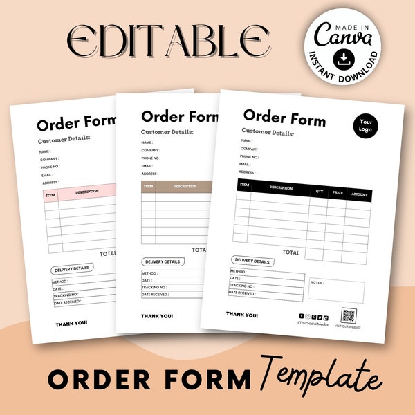 Order Form Template Etsy