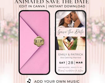 Animated Save The Date Template | Digital Wedding Invitation Video | Editable Canva Motion Invite | Modern Minimalist Wedding