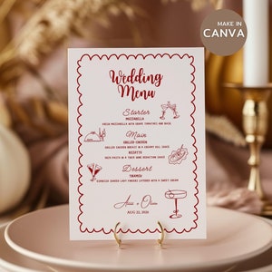 Hand Drawn Wedding Menu Template: Elegant Script (Digital Download)