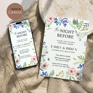 Floral Rehearsal Dinner Invitation: Editable Evite Template (Digital Download