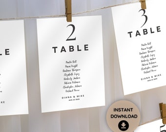 Elegant Wedding Seating Chart Template: Minimalist Table Cards (Digital Download)