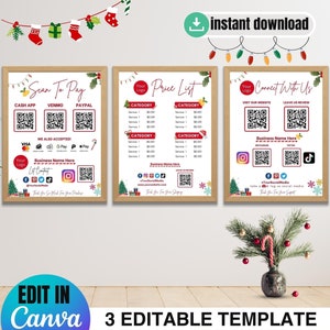 Druckbare Zahlung Schild, Preisliste, Social Media QR-Code-Schild, Scan To Pay Schild Vorlage, Cashapp Venmo Schild anpassbar Diy, Salon Schild
