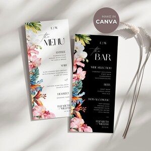 Floral Wedding Menu Template: Editable Dinner Menu (Digital Download)