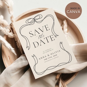 Save The Date Template, Save The Date Card, Hand Drawn Save The Date | Diy Date Announcement, Editable Canva Template, Minimal Save The Date