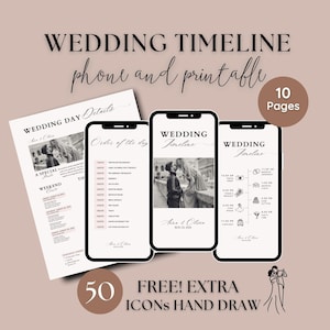 Mobile Wedding Day Timeline Template, Editable Wedding Itinerary, Wedding Day Schedule, Complete Mobile Wedding Day Planner
