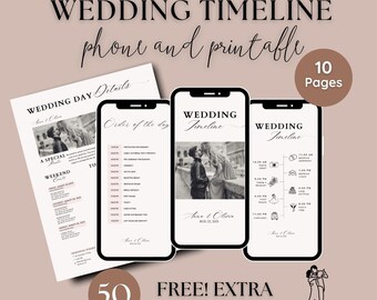 Mobile Wedding Day Timeline Template: Editable Itinerary (Digital Download)