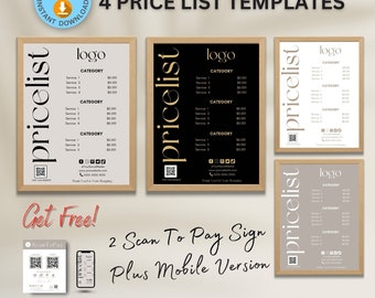 Editable Price List Template: Salon, Nail, Makeup (Canva Digital Download)