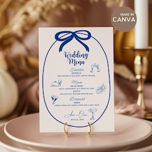 Hand Drawn Wedding Menu Template: Modern Minimalist Design (Digital Download)