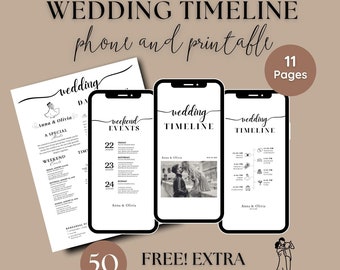 Editable Wedding Timeline Template: Mobile & Printable Itinerary (Canva)