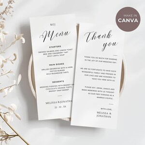 Elegant Script Wedding Menu Template: Minimalist Dinner Menu (Digital Download)