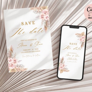 Bewaar de datumsjabloon met foto | Foto Bewaar de datum | Minimalistische Save The Date-kaart | Bewaar de datum digitale download | Bewerkbare sjabloon