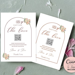 2 Bundle Teilen Sie die Liebe QR Code Zeichen Vorlage, Hochzeit Fotokarte, Minimalistische Festhalten die Liebe, Hochzeit Zeichen druckbare, sofortiger Download