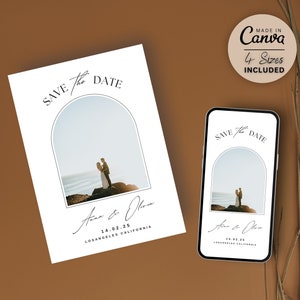 Minimalist Save the Date Template | Editable Photo Save the Date Invite | Printable Simple Save the Date | Digital Boho Save the Date Cards