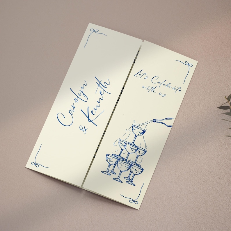 Hand Drawn Wedding Invitation Template: Gatefold, Whimsical Design (Canva Editable, Digital Download) image 2