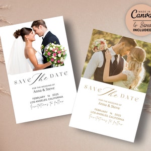 Bewerkbare Save The Date-sjabloon met foto | Foto Save The Date-uitnodiging | Bewaar de datumkaart | Minimalistisch Save The Date | Directe download