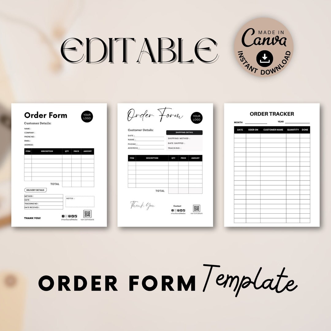 Order Form Template Bundle, Editable Order Form, Custom Order Form PDF ...