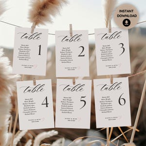 Editable Wedding Seating Chart Template: Minimalist Table Cards (Digital Download)