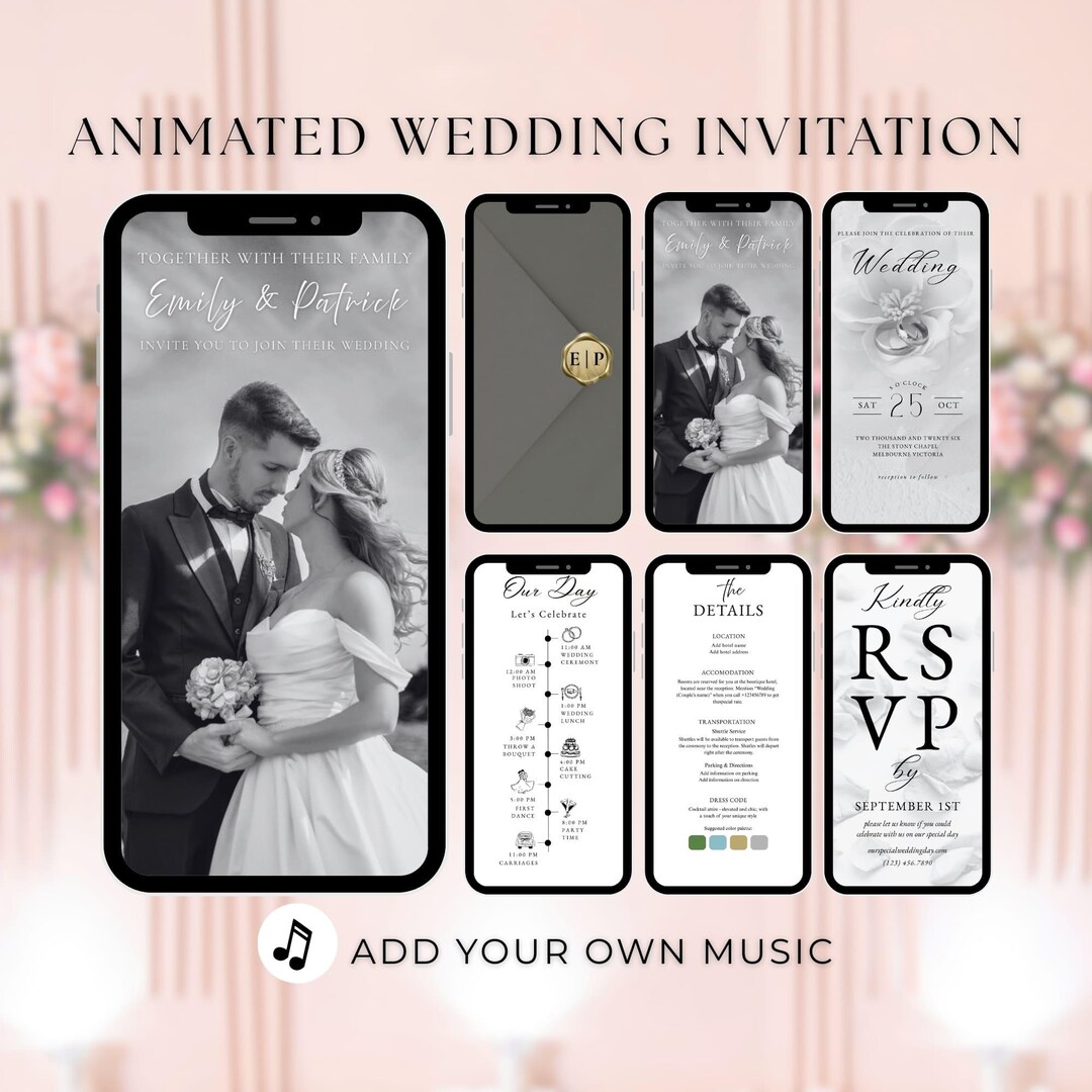 Minimalist Wedding Invitation Video Template, Modern Save the Date ...