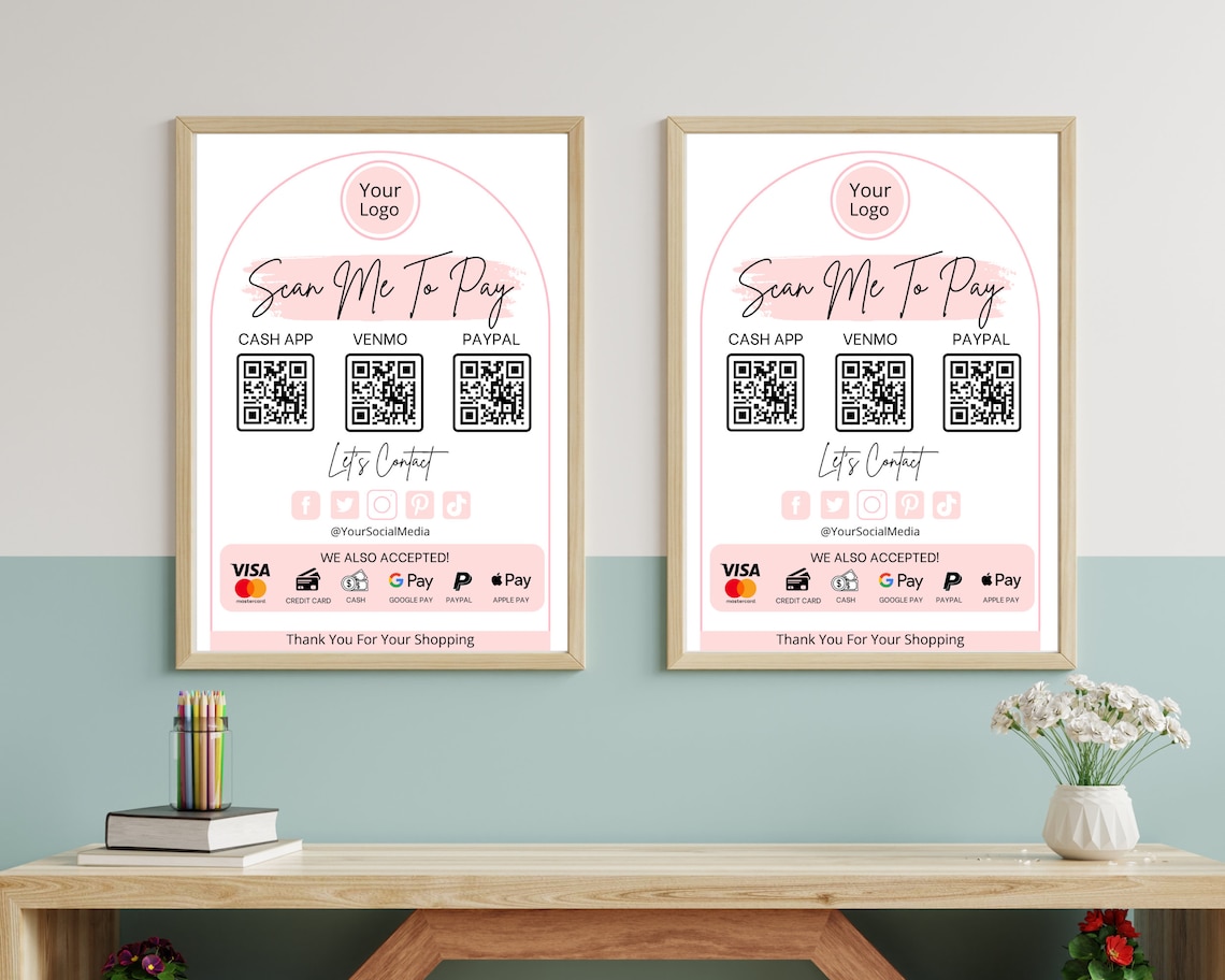 Editable QR Code Sign Printable Payment Sign Scan to Pay - Etsy