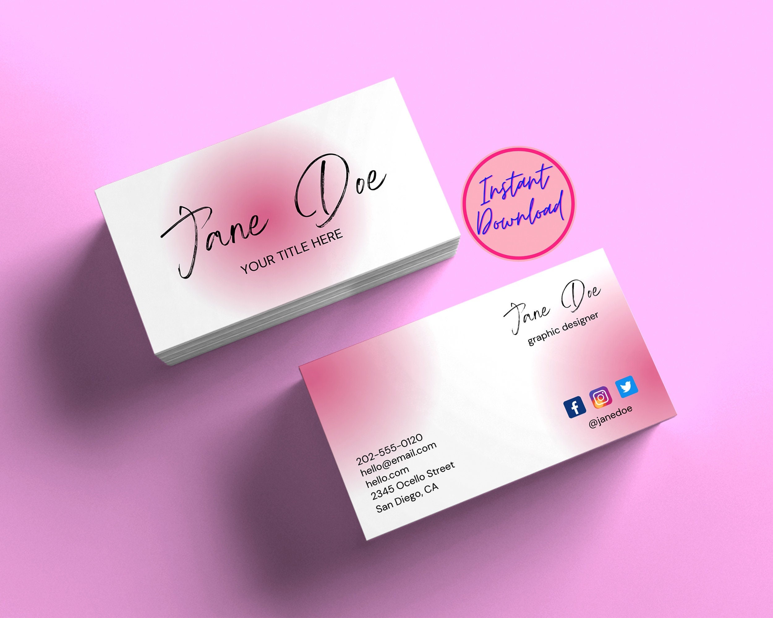 Business Card Template Instant Download Printable Business - Etsy