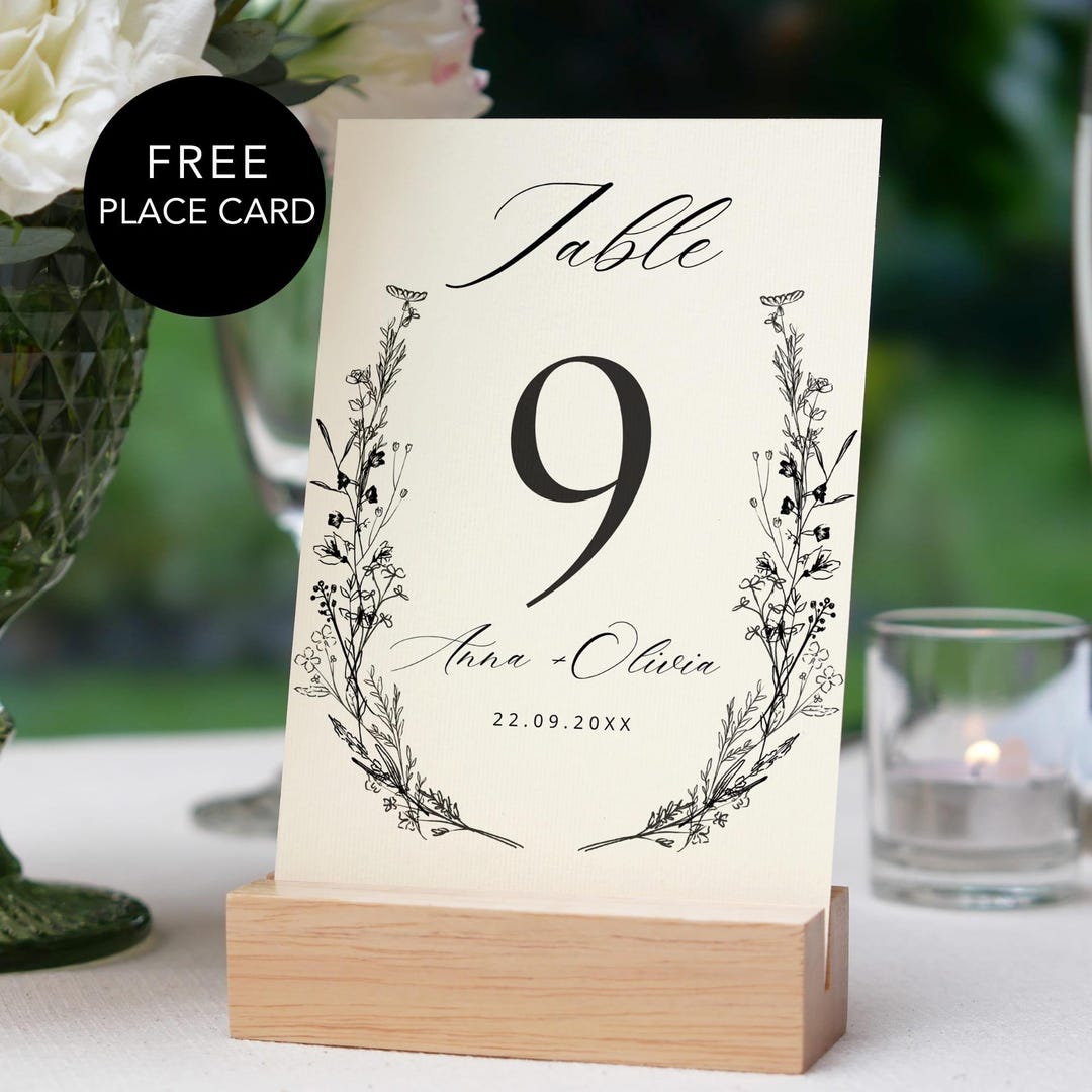 Floral Wedding Table Numbers Template: Editable 5x7 Printable (digital ...