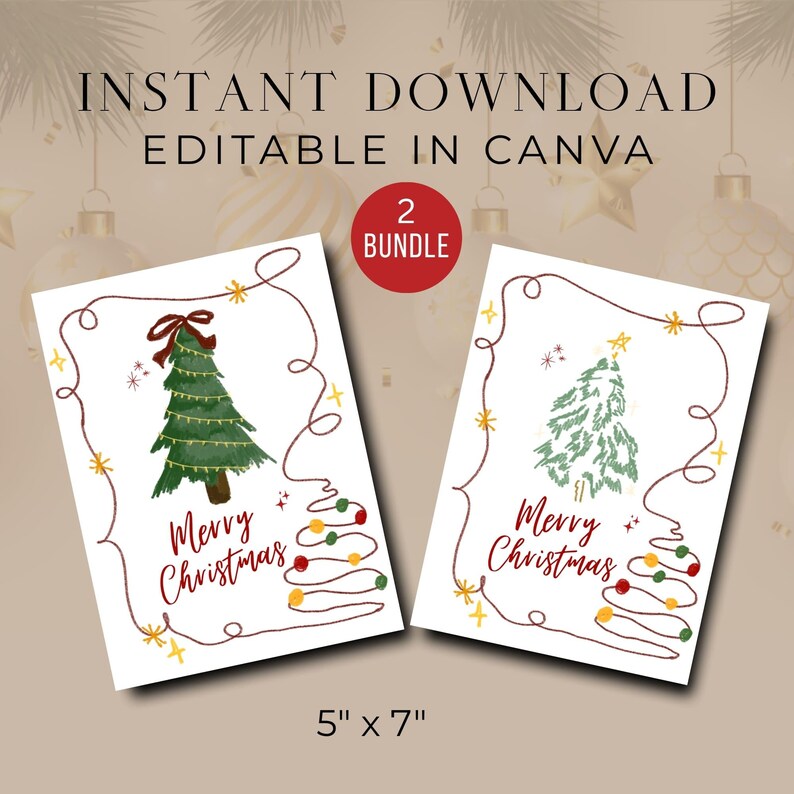Printable Christmas Card Template Bundle | DIY Holiday Card (canva) - Etsy