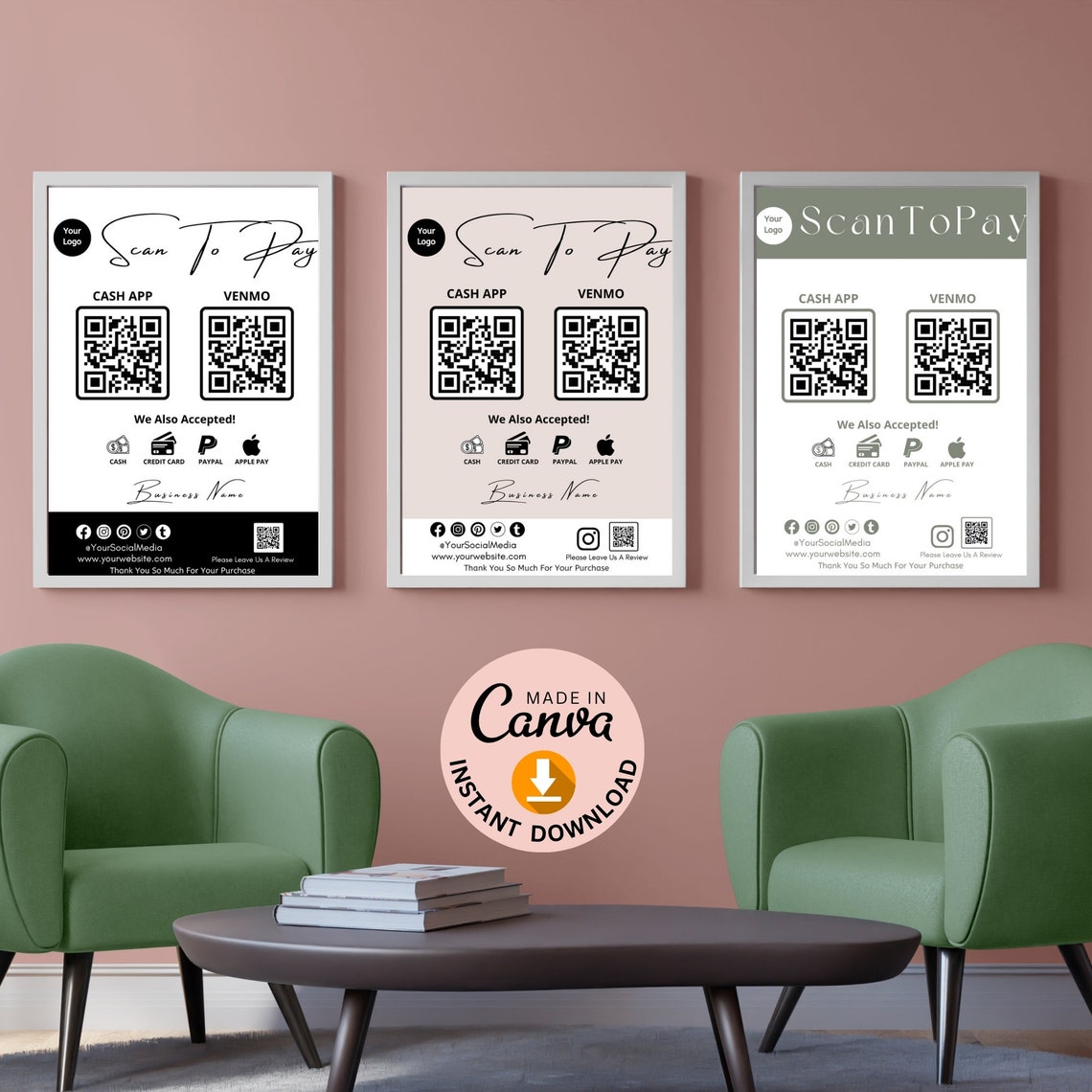 Editable Scan to Pay Sign Template: QR Code Payment (digital Download ...