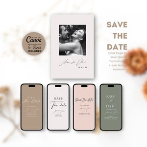 Save The Date E-Invite Vorlage mit Foto | Bearbeitbares Foto Sparen Sie das Datum einladen | Druckbare Save The Date Karte | Foto Hochzeitseinladung