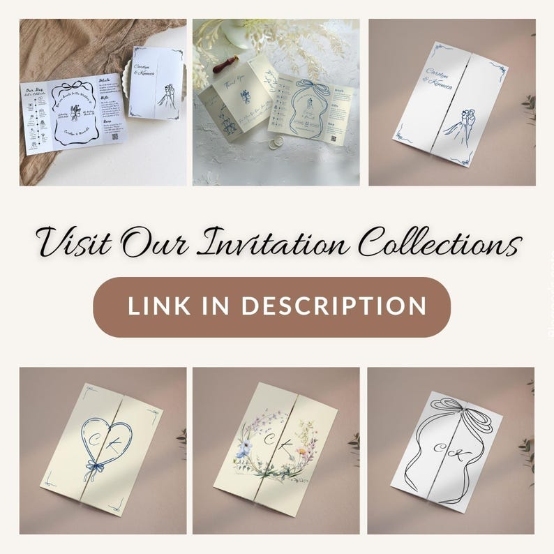 Hand Drawn Wedding Invitation Template: Gatefold, Whimsical Design (Canva Editable, Digital Download) image 12