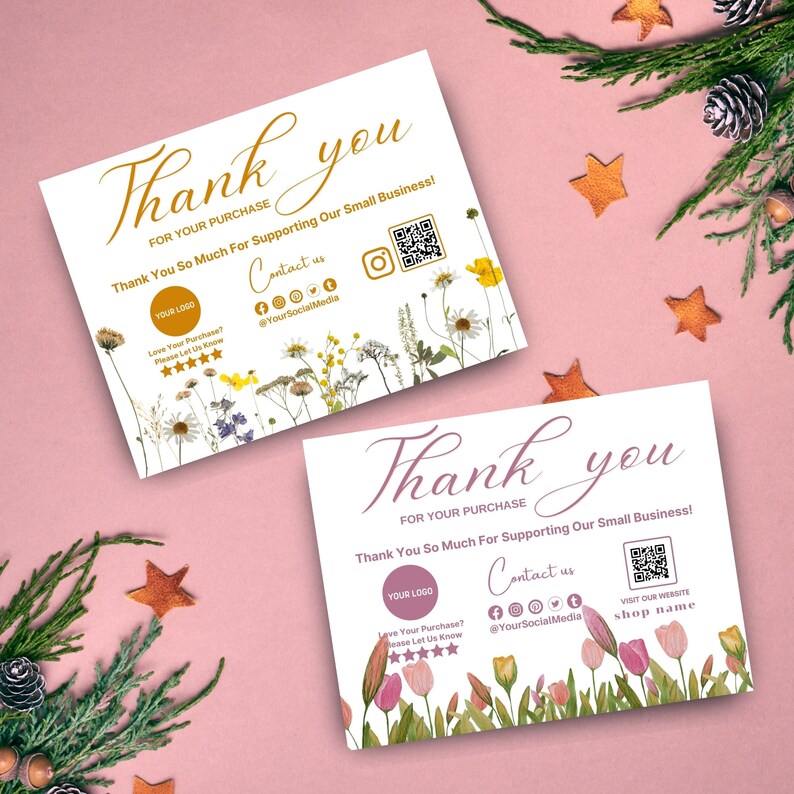 Small Business Thank You Card Bundle, Printable Thanks for Your ...