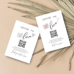 2 bundels Capture the Love QR-code, trouwfotoborden, deel de liefde, QR-codeborden bruiloft afdrukbaar, direct downloaden, canvasjabloon