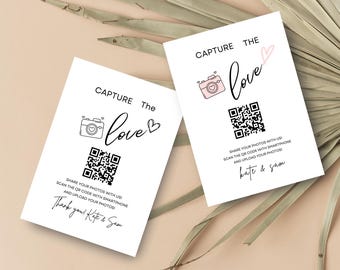 Wedding Photo QR Code Sign Template: Capture the Love (Canva Editable, Digital Download)