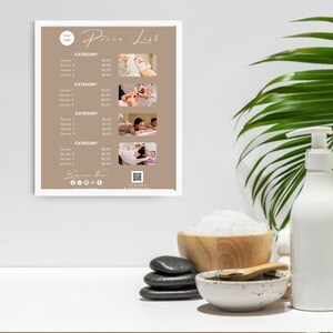 4 Bundle Business Price List Template, Spa Price List, Minimalist ...
