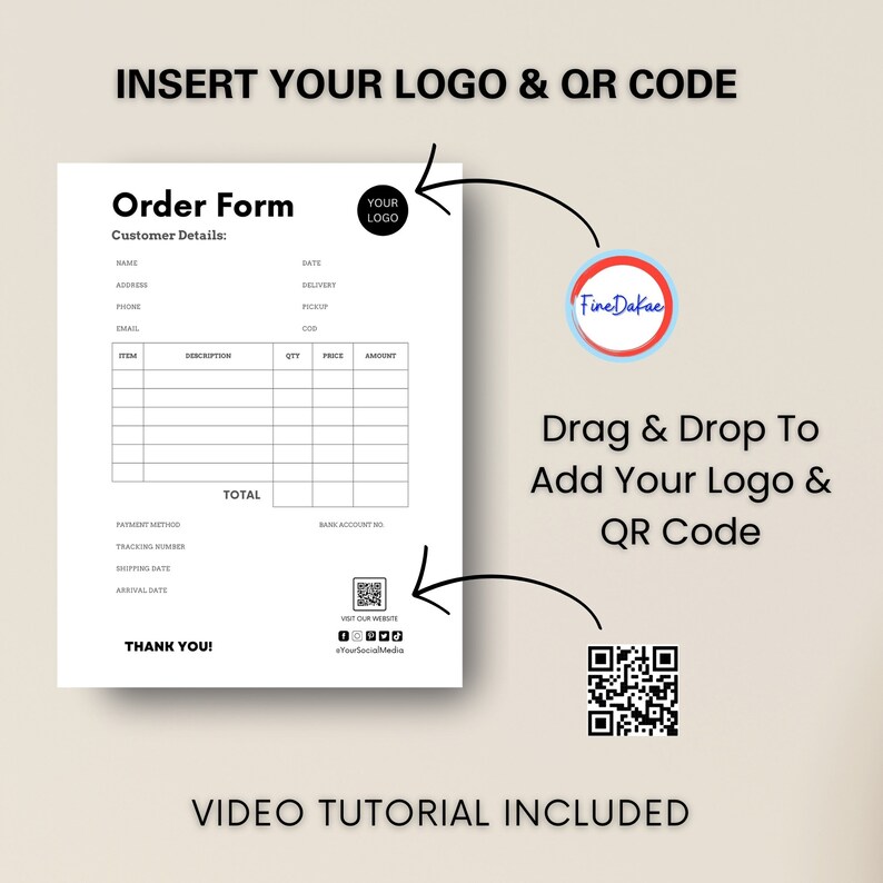 Editable Business Order Form, Order Form Template, Custom Order Form ...