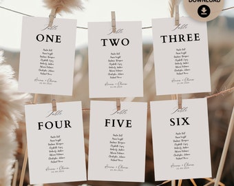 Modern Wedding Seating Chart Template: Editable Table Cards (Digital Download)