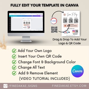3 bundles scan to pay template, payment qr code sign, printable social media sign digital download for small business.