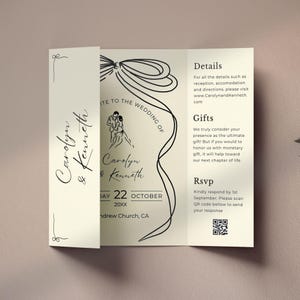 Hand Drawn Wedding Invitation Template: Gatefold, Whimsical Design (Canva Editable, Digital Download) image 5