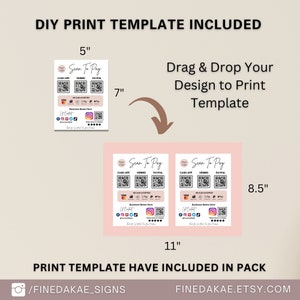 3 bundles scan to pay template, payment qr code sign, printable social media sign digital download for small business.