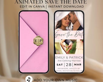 Animated Save The Date Video Template | Minimalst Digital Wedding Invitation | Editable Canva Motion Invite | Modern Social Media Wedding