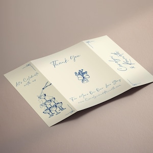 Hand Drawn Wedding Invitation Template: Gatefold, Whimsical Design (Canva Editable, Digital Download) image 4