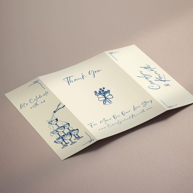 Hand Drawn Wedding Invitation Template: Gatefold, Whimsical Design (Canva Editable, Digital Download) image 4