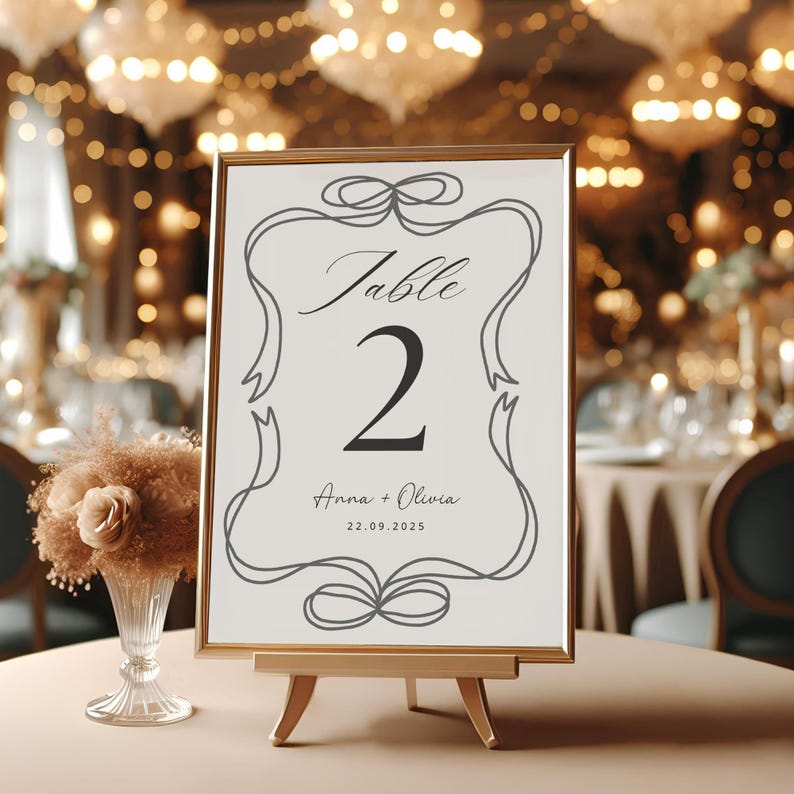 Editable Wedding Table Number Template: Hand-drawn Design (digital ...
